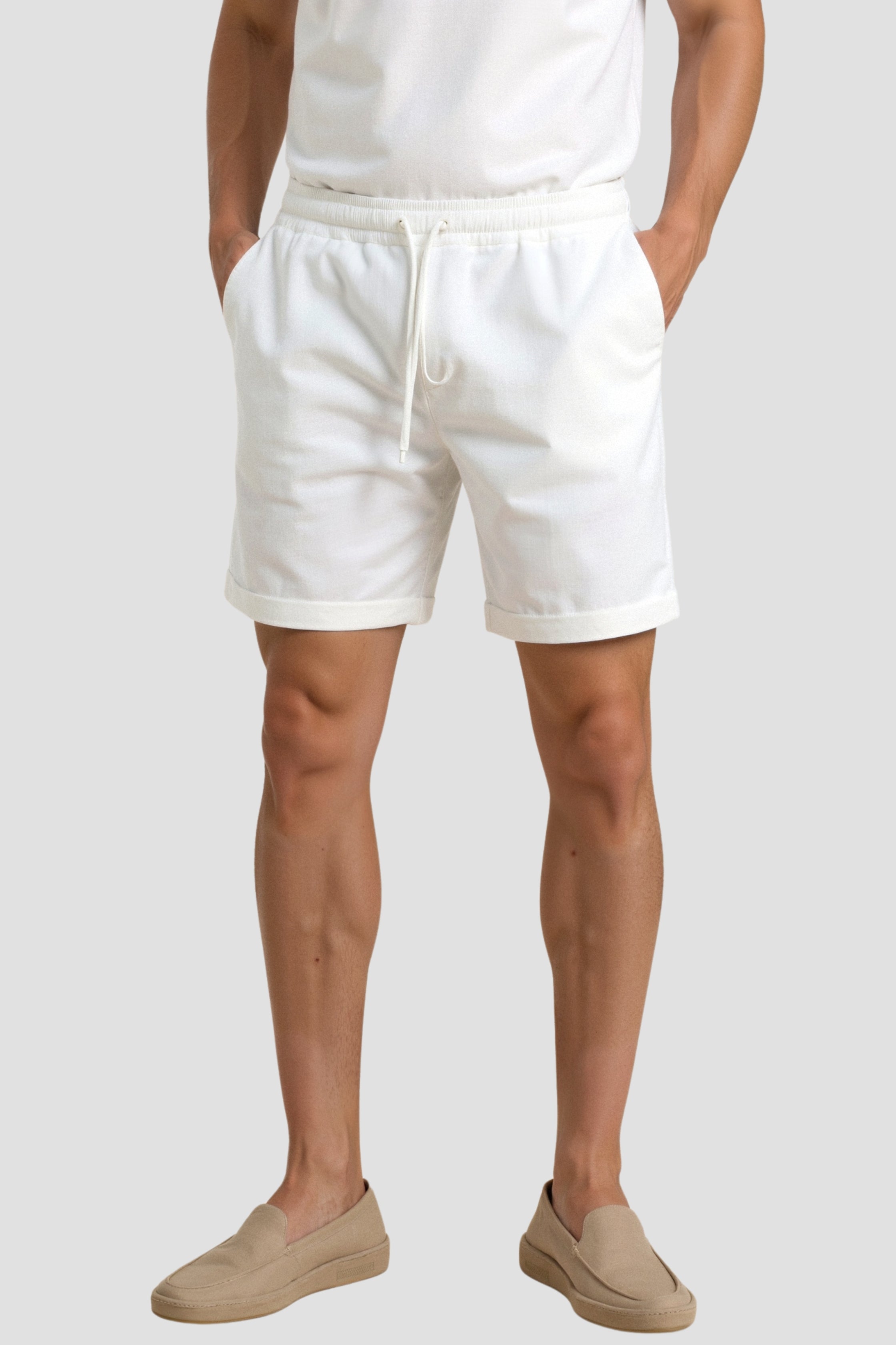 Elian – Beige Herren Shorts mit Kordelzug