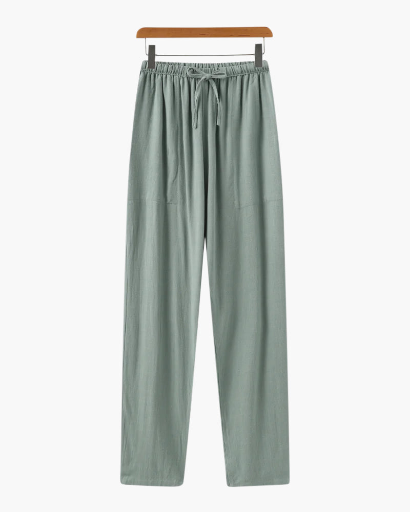 Adrin – Leichte Slim Fit Leinenhose mit Kordelzug