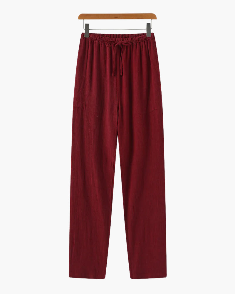 Adrin – Leichte Slim Fit Leinenhose mit Kordelzug
