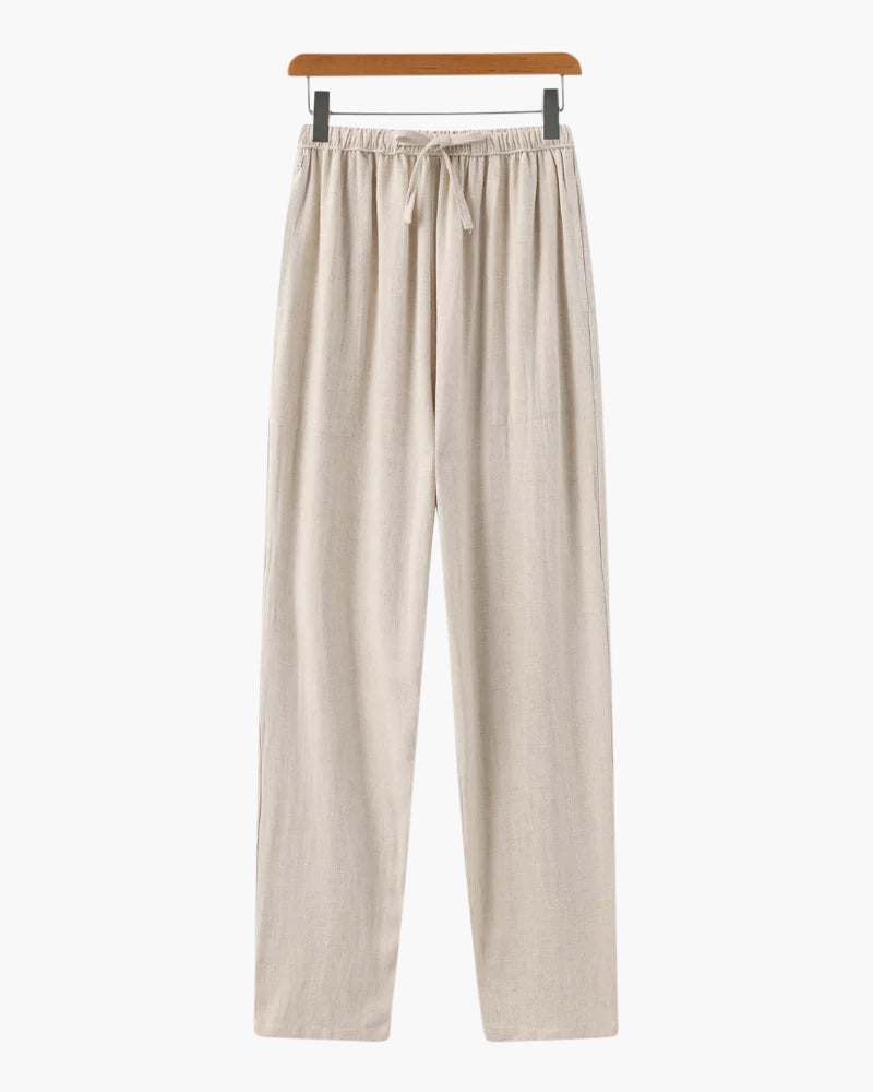 Adrin – Leichte Slim Fit Leinenhose mit Kordelzug