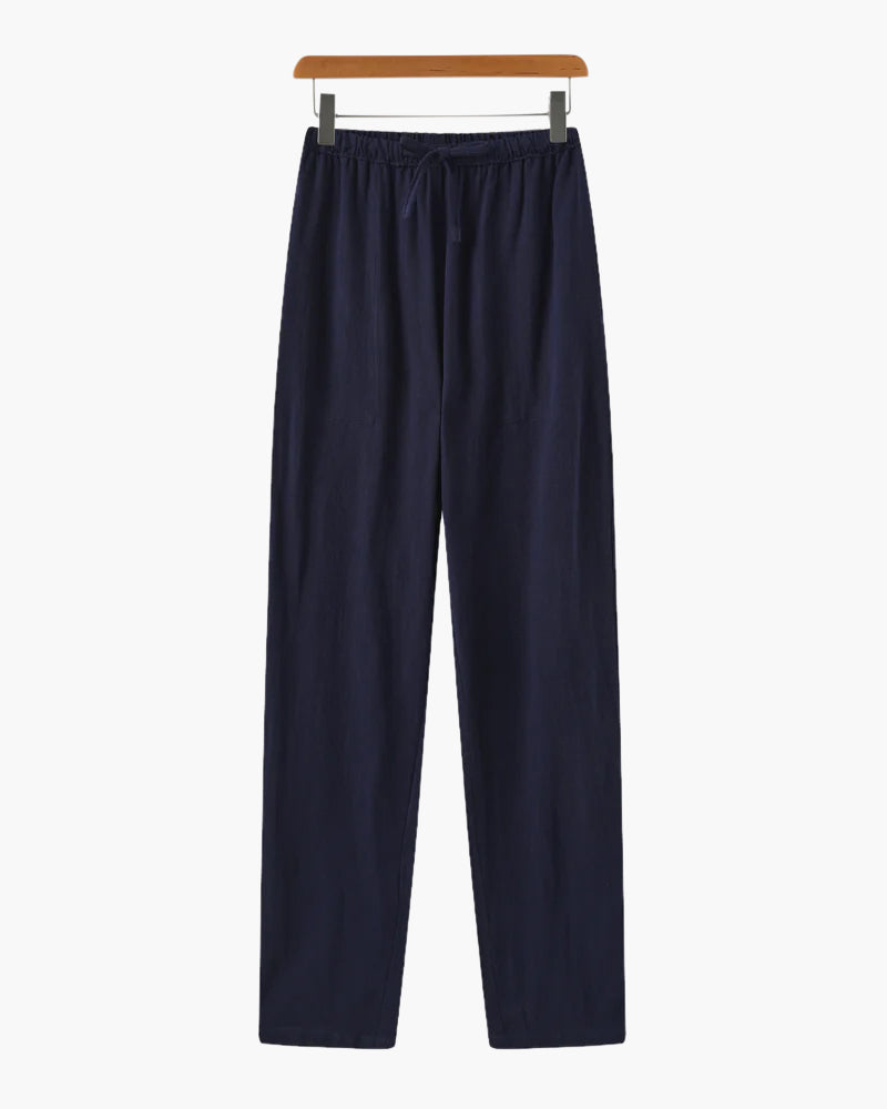 Adrin – Leichte Slim Fit Leinenhose mit Kordelzug
