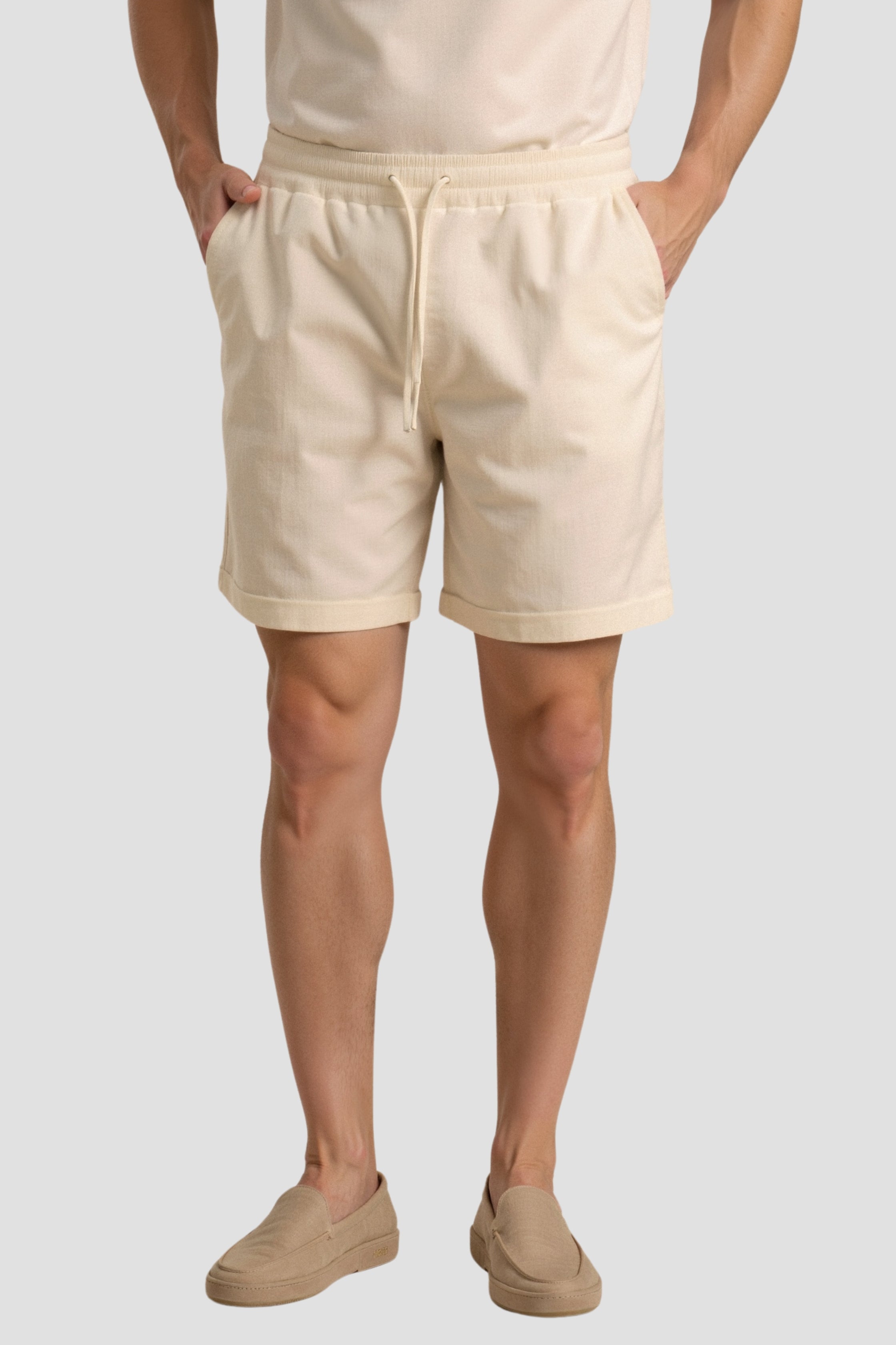 Elian – Beige Herren Shorts mit Kordelzug