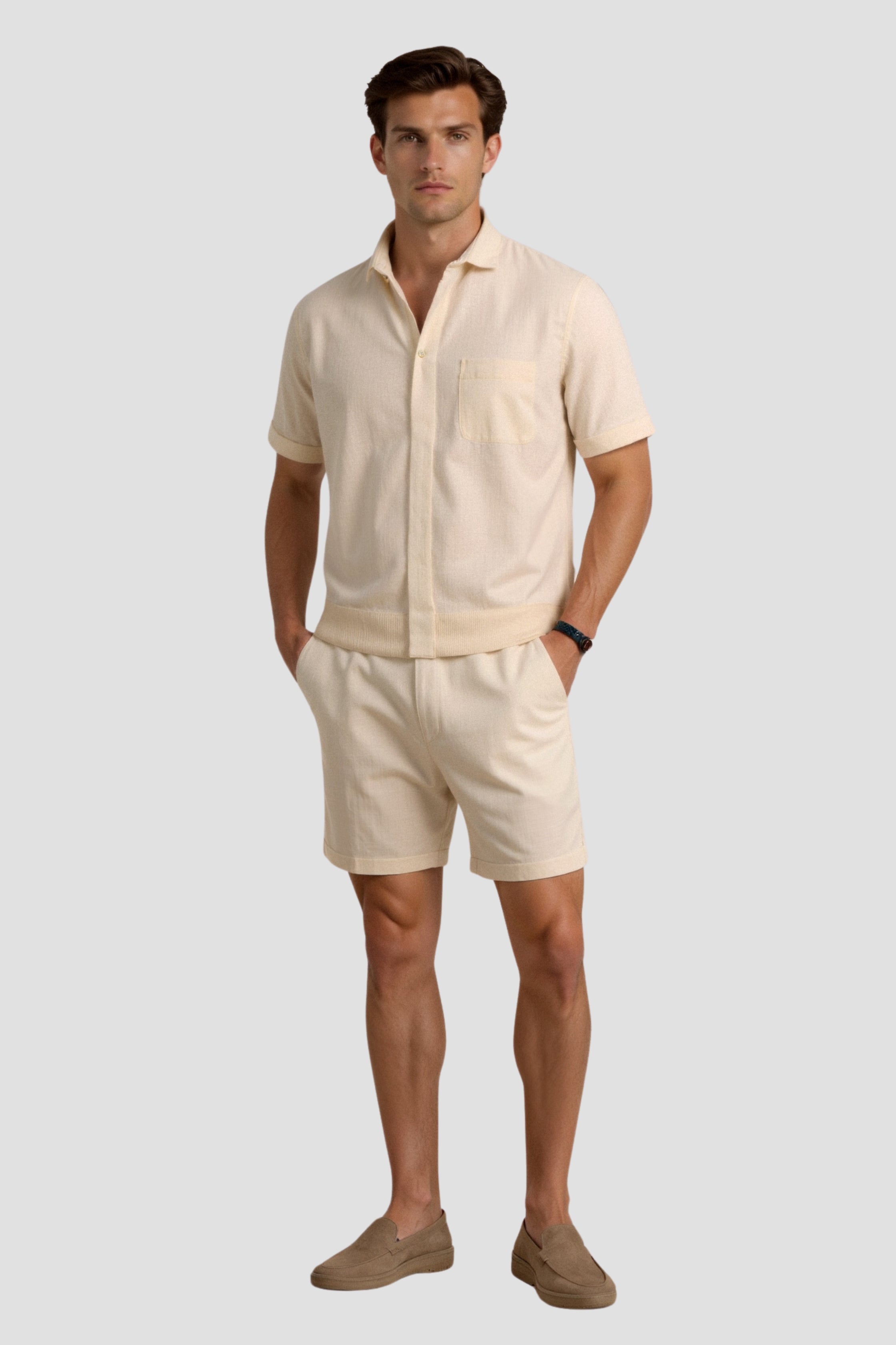 Elian – Beige Herren Shorts mit Kordelzug