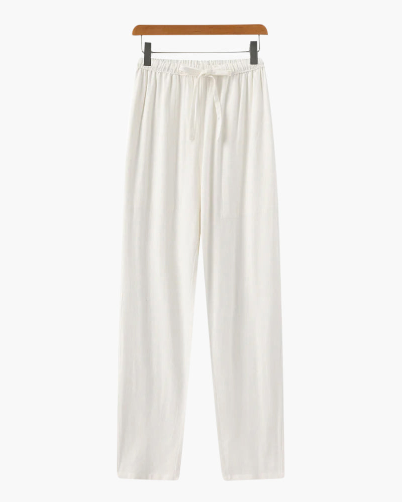 Adrin – Leichte Slim Fit Leinenhose mit Kordelzug