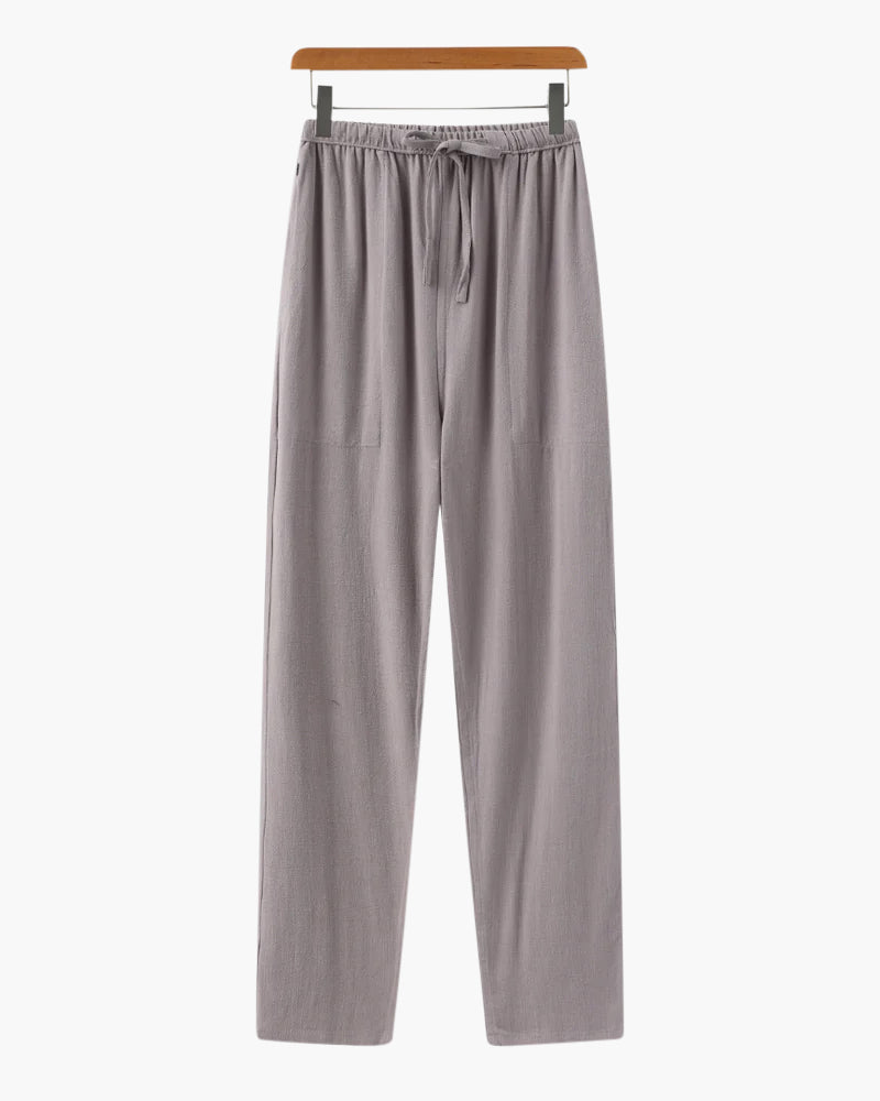 Adrin – Leichte Slim Fit Leinenhose mit Kordelzug