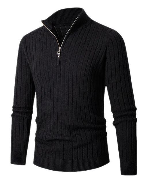 Matteo – Herren Strickpullover mit Zipperkragen und Ripp-Design