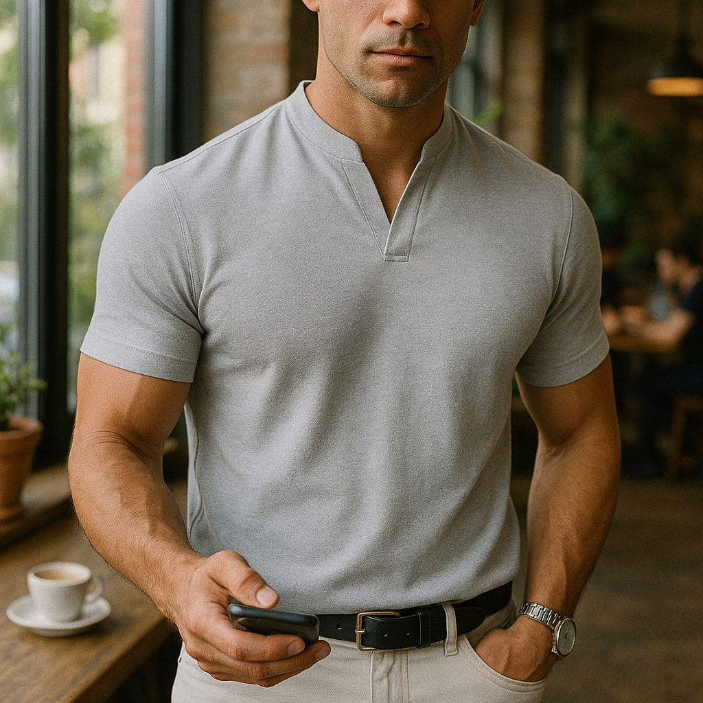 Milan – Herren Henley Shirt mit Stehkragen