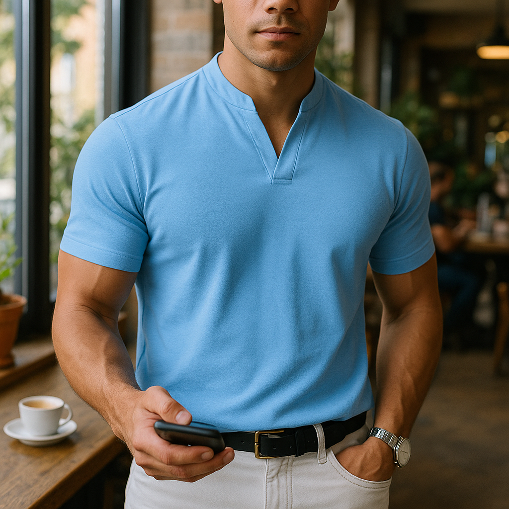 Milan – Herren Henley Shirt mit Stehkragen