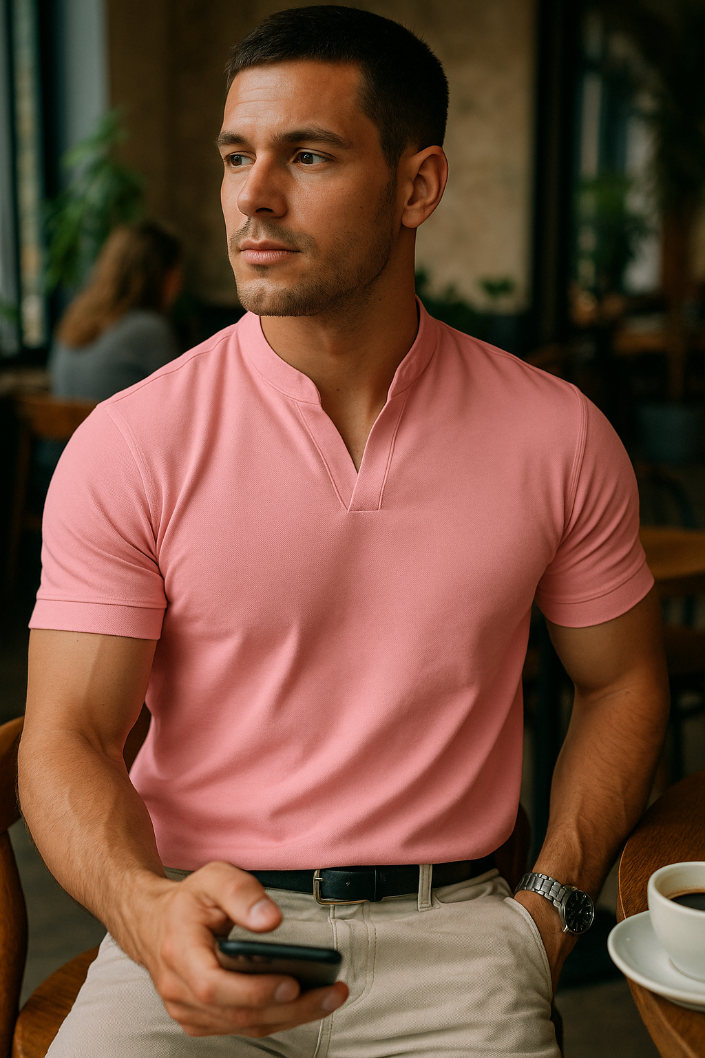 Milan – Herren Henley Shirt mit Stehkragen