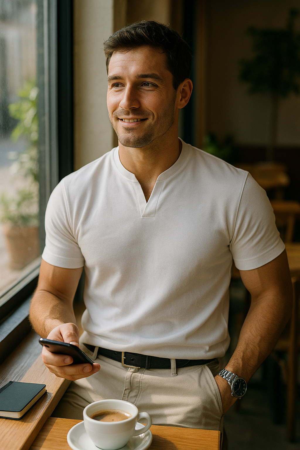 Milan – Herren Henley Shirt mit Stehkragen