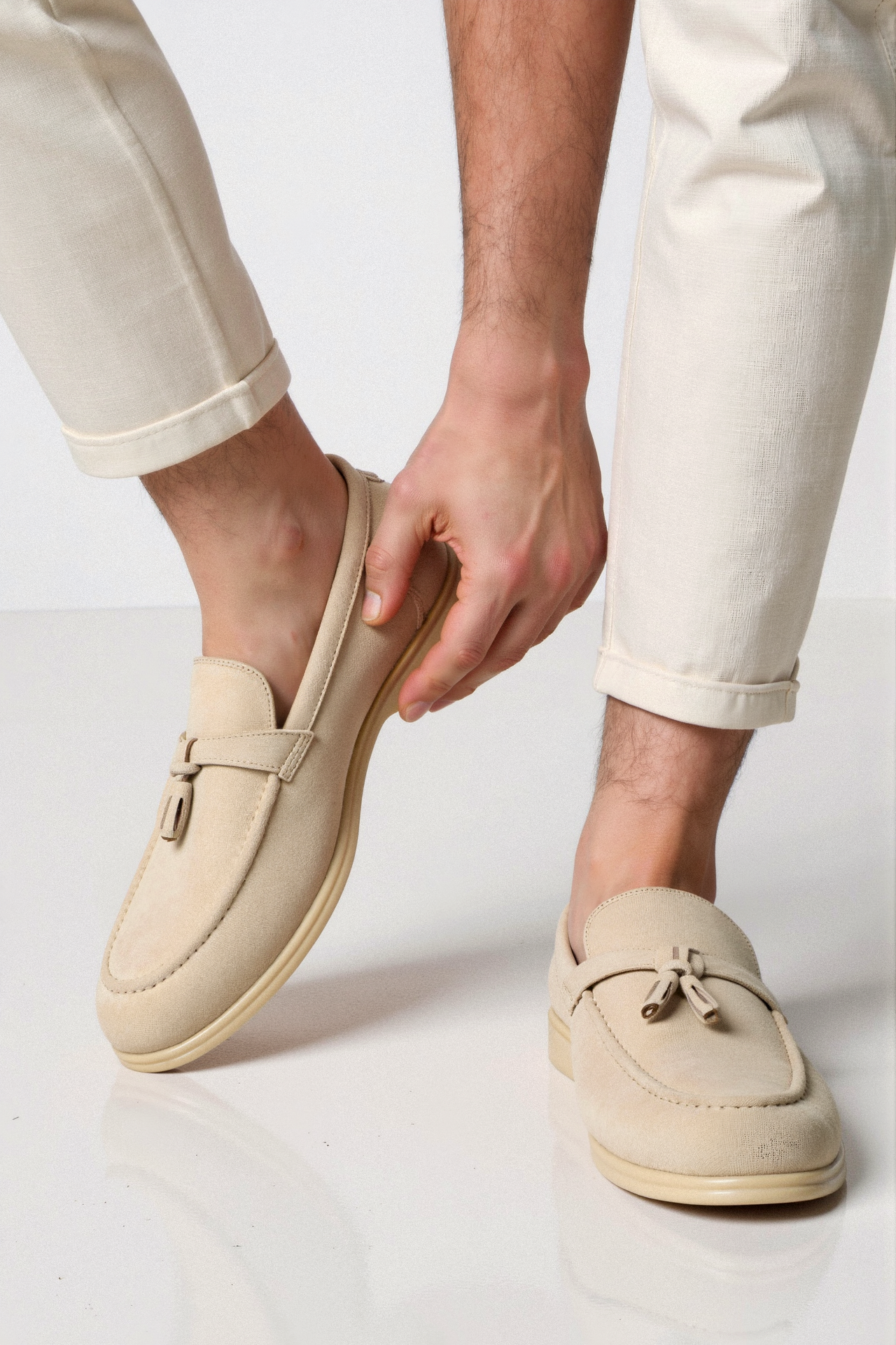 Silvano – Beige Quasten Loafer